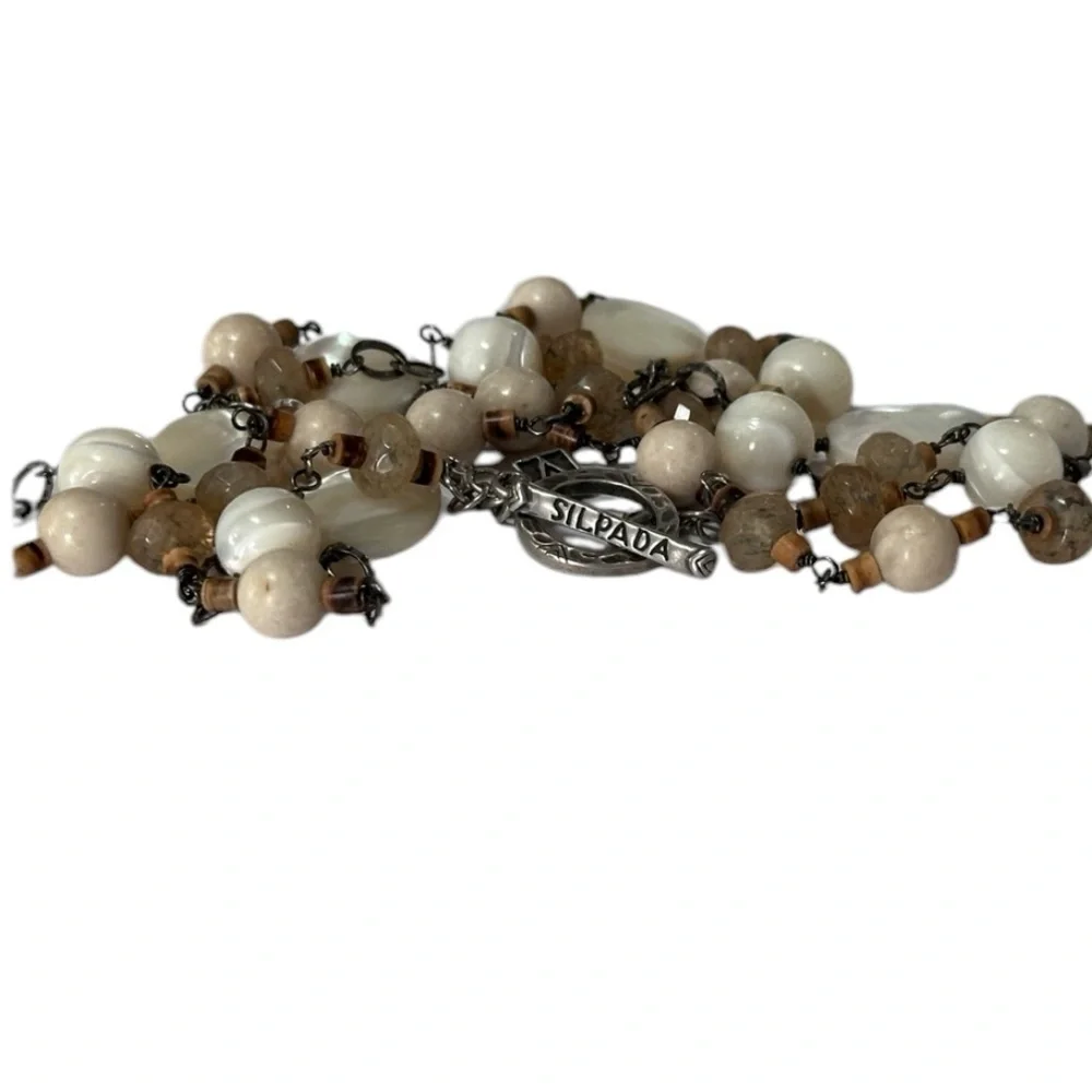 Silpada N1504 Mother of Pearl Rutilated Glass Riverstone Coco Beads Necklace 36”